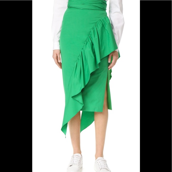 Milly Cascade side ruffle tie midi skirt - Picture 1 of 7